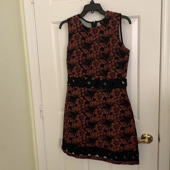 Topshop Dress 6 Floral Cut Out A-Line Mod - Picture 3 of 15